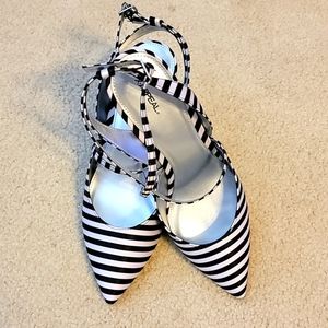 X•Appeal Black/White slingback heels